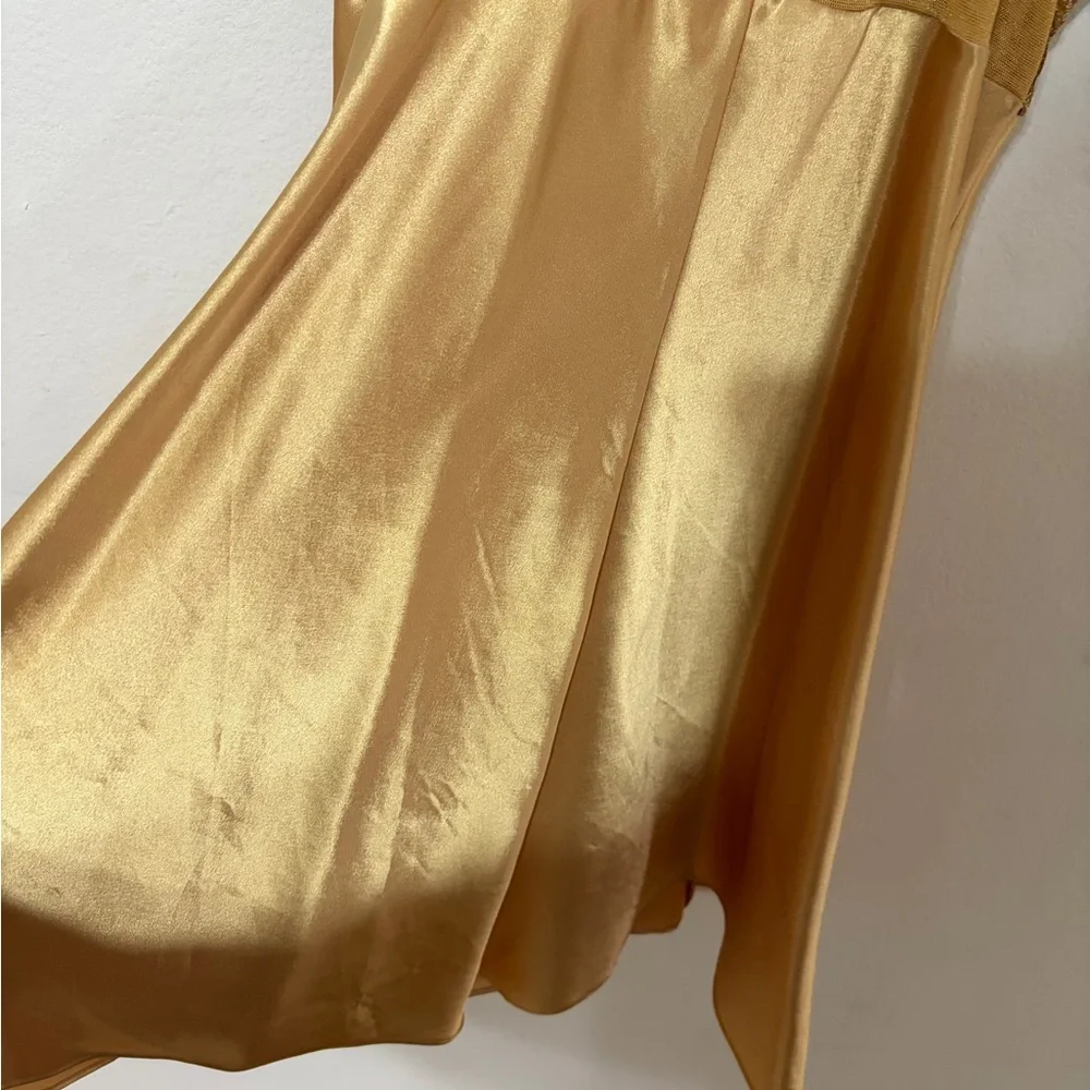 Victoria's Secret Gold Satin Lace Chemise